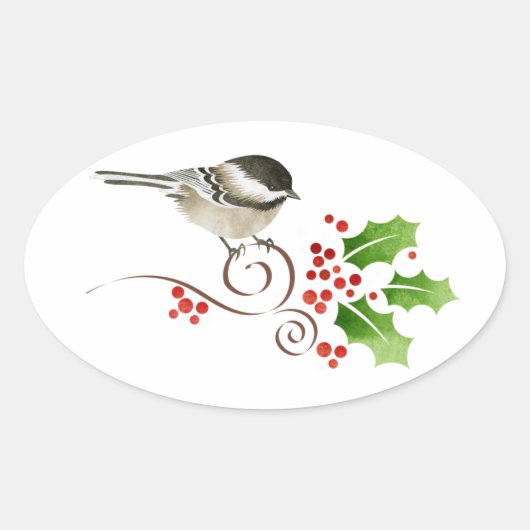 Chickadee Kerst stickers zegels labels (Voorkant)
