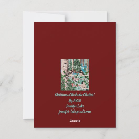 Chickadee kerstgeklets feestdagenkaart (Achterkant)