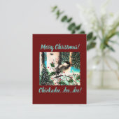 Chickadee kerstgeklets feestdagenkaart (Staand voorkant)
