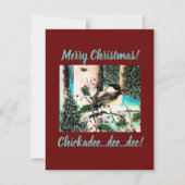 Chickadee kerstgeklets feestdagenkaart (Voorkant)