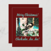 Chickadee kerstgeklets feestdagenkaart (Voorkant / Achterkant)