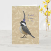 Chickadee koningin voor een dagkaart kaart (Gele Bloem)