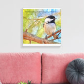 Chickadee met Bijbelvers Luke 13 18-19 Canvas Afdruk (Insitu (Woonkamer))