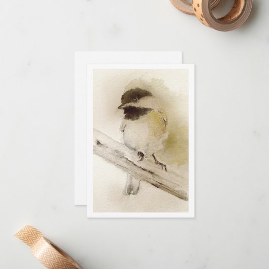 Chickadee Notitiekaartje (Voorkant / Achterkant in situ)