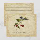 Chickadee on Cherry Branch Recipe Cards Briefkaart (Voorkant / Achterkant)