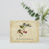 Chickadee on Cherry Branch Recipe Cards Briefkaart (Staand voorkant)