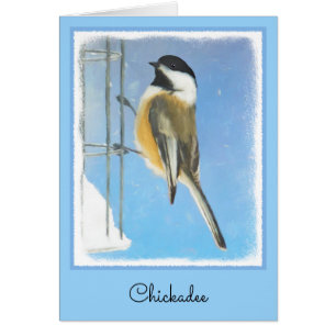 Chickadee on feeder Painting - Original Bird Art