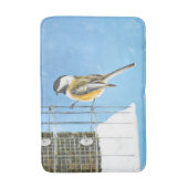 Chickadee on feeder Painting - Original Bird Art Badmat (Voorkant Verticaal)