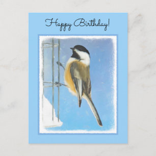 Chickadee on feeder Painting - Original Bird Art Briefkaart
