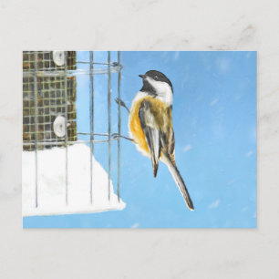 Chickadee on feeder Painting - Original Bird Art Briefkaart