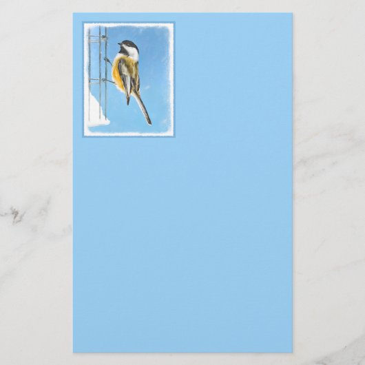 Chickadee on feeder Painting - Original Bird Art Briefpapier (Voorkant)