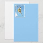 Chickadee on feeder Painting - Original Bird Art Briefpapier (Voorkant / Achterkant)