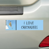 Chickadee on feeder Painting - Original Bird Art Bumpersticker (Op auto)