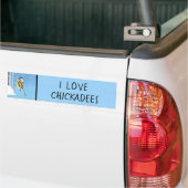 Chickadee on feeder Painting - Original Bird Art Bumpersticker (Op Truck)