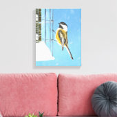 Chickadee on feeder Painting - Original Bird Art Canvas Afdruk (Insitu (Woonkamer))