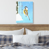 Chickadee on feeder Painting - Original Bird Art Canvas Afdruk (Insitu (Slaapkamer))