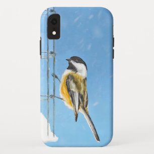 Chickadee on feeder Painting - Original Bird Art Case-Mate iPhone Case