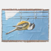 Chickadee on feeder Painting - Original Bird Art Deken (Voorkant)