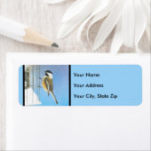 Chickadee on feeder Painting - Original Bird Art Etiket (Insitu)