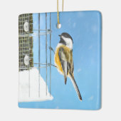 Chickadee on feeder Painting - Original Bird Art Keramisch Ornament (Links)