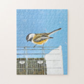 Chickadee on feeder Painting - Original Bird Art Legpuzzel (Verticaal)