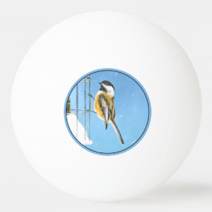 Chickadee on feeder Painting - Original Bird Art Pingpongbal