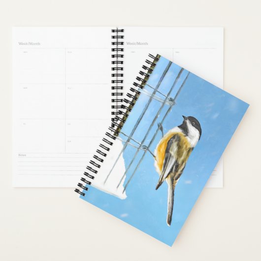 Chickadee on feeder Painting - Original Bird Art Planner (Display)