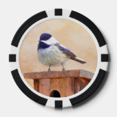 Chickadee on feeder Painting - Original Bird Art Poker Chips (Voorkant)