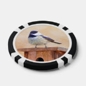 Chickadee on feeder Painting - Original Bird Art Poker Chips (Enkel)