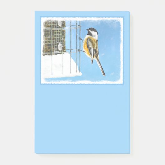Chickadee on feeder Painting - Original Bird Art Post-it® Notes (Voorkant)