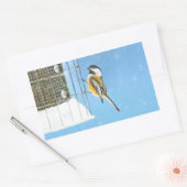 Chickadee on feeder Painting - Original Bird Art Rechthoekige Sticker (Envelop)