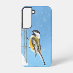Chickadee on feeder Painting - Original Bird Art Samsung Galaxy Hoesje