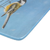 Chickadee on feeder Painting - Original Bird Art Snijplank (Hoek)