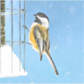 Chickadee on feeder Painting - Original Bird Art Sticker (Voorkant)