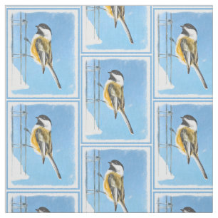 Chickadee on feeder Painting - Original Bird Art Stof