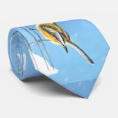 Chickadee on feeder Painting - Original Bird Art Stropdas (Opgerold)