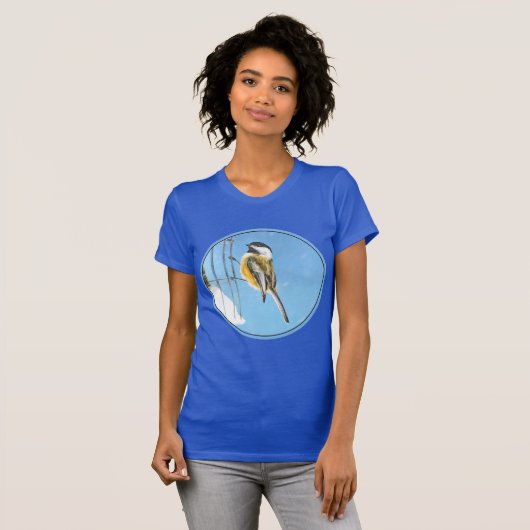 Chickadee on feeder Painting - Original Bird Art T-shirt (Voorkant volledig)