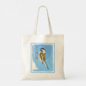 Chickadee on feeder Painting - Original Bird Art Tote Bag (Achterkant)