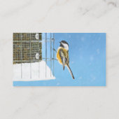 Chickadee on feeder Painting - Original Bird Art Visitekaartje (Achterkant)