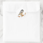Chickadee on Jeweled Leaves Ronde Sticker (Tas)