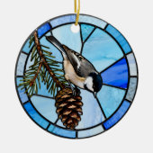 Chickadee on Pinecone Christmas Tree Ornament (Voorkant)