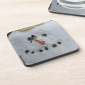 Chickadee on Snowman Carrot Nose Bier Onderzetter (Linkerzijde)