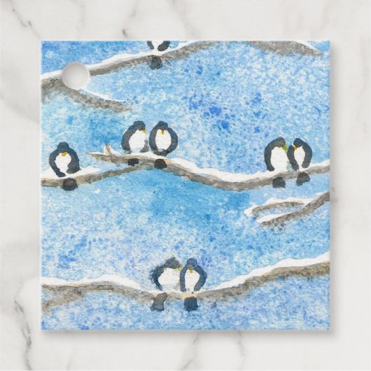 Chickadee on Tree Branches in Winter Snow Gift Ta Bedankjes Labels (Voorkant)