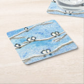 Chickadee on Tree Branches in Winter Snow Gift Ta Kartonnen Onderzetters (Schuin)