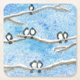 Chickadee on Tree Branches in Winter Snow Gift Ta Kartonnen Onderzetters