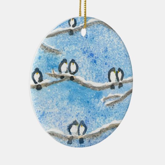Chickadee on Tree Branches in Winter Snow Gift Ta Keramisch Ornament (Rechts)
