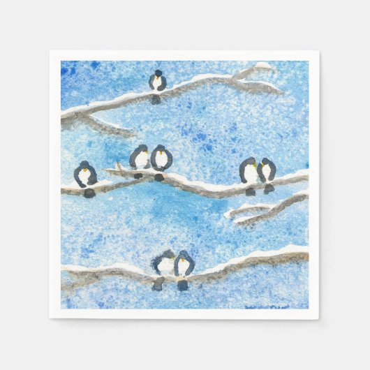 Chickadee on Tree Branches in Winter Snow Gift Ta Servet (Voorkant)