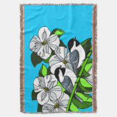 Chickadee onder Dogwood Flowers Deken (Voorkant Verticaal)