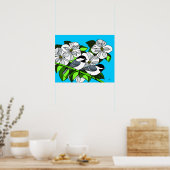 Chickadee onder Dogwood Flowers Poster (Keuken)