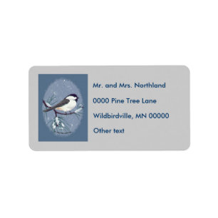 Chickadee Oval Gray Background Etiket